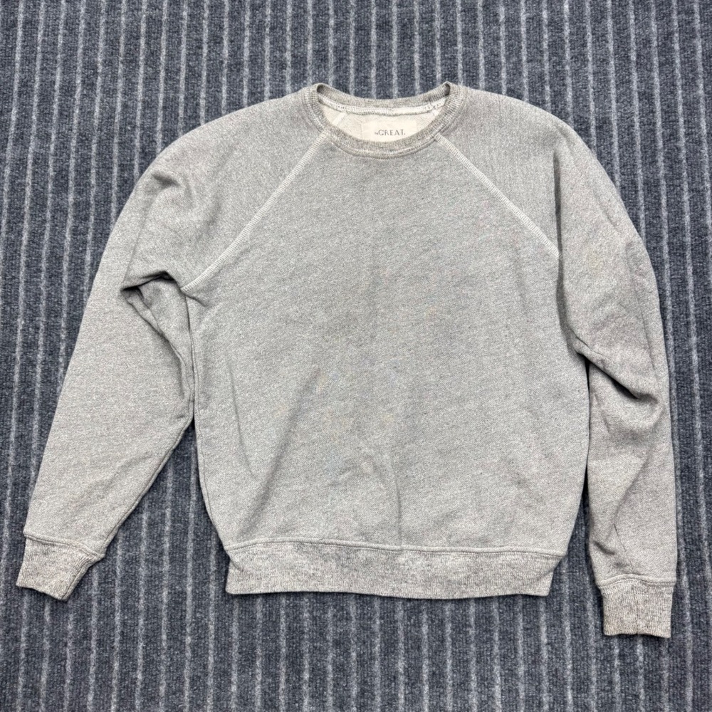 The Great Womens College Sweatshirt Size 0 Gray Raglan Long Sleeve Cotton Blend